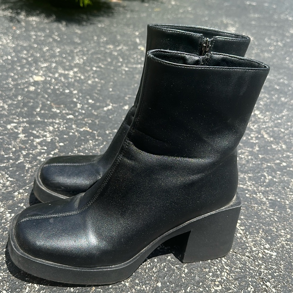 Chunky block heel ankle boots
